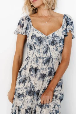 Baltic Born Genevive Maxi Dress | Cream + Blue Floral