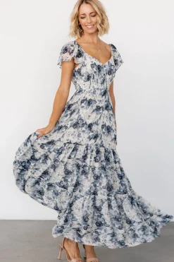 Baltic Born Genevive Maxi Dress | Cream + Blue Floral
