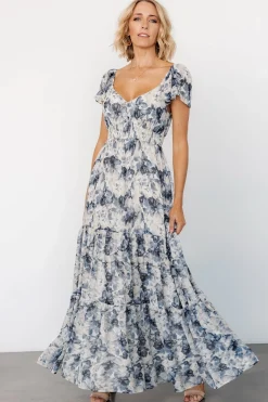 Baltic Born Genevive Maxi Dress | Cream + Blue Floral