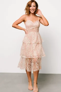 Baltic Born Georgiana Embroidered Midi Dress | Nude + Rose