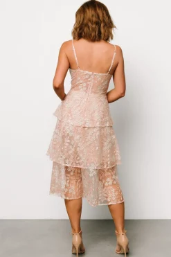 Baltic Born Georgiana Embroidered Midi Dress | Nude + Rose