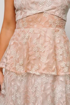 Baltic Born Georgiana Embroidered Midi Dress | Nude + Rose