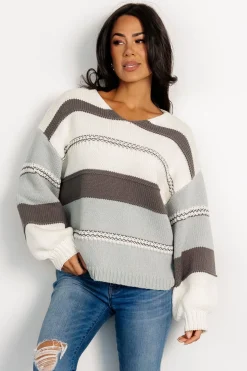 Baltic Born Glasgow Knit Sweater | Ivory Stripe