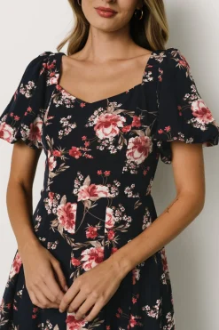 Baltic Born Greta Pleated Maxi Dress | Navy + Pink Floral