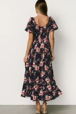Baltic Born Greta Pleated Maxi Dress | Navy + Pink Floral
