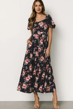 Baltic Born Greta Pleated Maxi Dress | Navy + Pink Floral