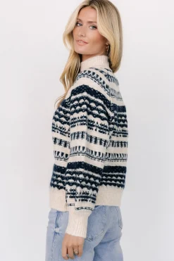 Baltic Born Guadalupe Mock Neck Sweater | Ivory + Navy