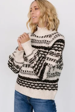 Baltic Born Guadalupe Mock Neck Sweater | Ivory + Chocolate