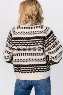 Baltic Born Guadalupe Mock Neck Sweater | Ivory + Chocolate