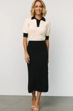 Baltic Born Gwendolyn Collared Midi Dress | Navy + Cream