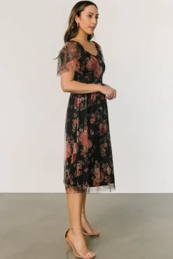 Baltic Born Gwyneth Tulle Midi Dress | Black Multi