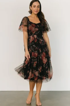 Baltic Born Gwyneth Tulle Midi Dress | Black Multi