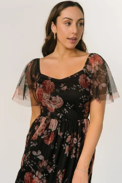 Baltic Born Gwyneth Tulle Midi Dress | Black Multi