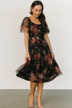 Baltic Born Gwyneth Tulle Midi Dress | Black Multi