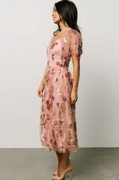 Baltic Born Gwyneth Tulle Midi Dress | Blush Floral