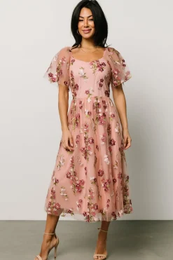 Baltic Born Gwyneth Tulle Midi Dress | Blush Floral