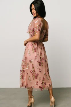 Baltic Born Gwyneth Tulle Midi Dress | Blush Floral
