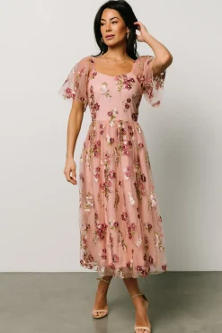 Baltic Born Gwyneth Tulle Midi Dress | Blush Floral