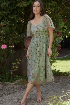 Baltic Born Gwyneth Tulle Midi Dress | Eucalyptus Floral