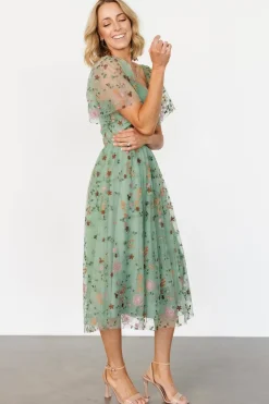 Baltic Born Gwyneth Tulle Midi Dress | Eucalyptus Floral