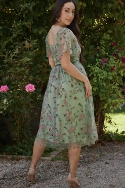Baltic Born Gwyneth Tulle Midi Dress | Eucalyptus Floral
