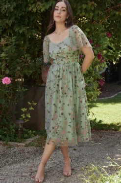 Baltic Born Gwyneth Tulle Midi Dress | Eucalyptus Floral