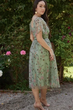 Baltic Born Gwyneth Tulle Midi Dress | Eucalyptus Floral