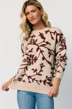 Baltic Born Hallstatt Sweater | Beige + Merlot Print