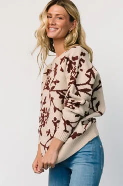 Baltic Born Hallstatt Sweater | Beige + Merlot Print