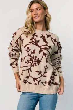 Baltic Born Hallstatt Sweater | Beige + Merlot Print
