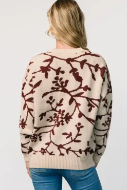 Baltic Born Hallstatt Sweater | Beige + Merlot Print