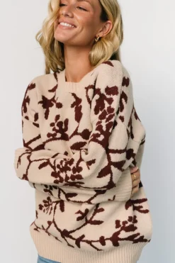 Baltic Born Hallstatt Sweater | Beige + Merlot Print