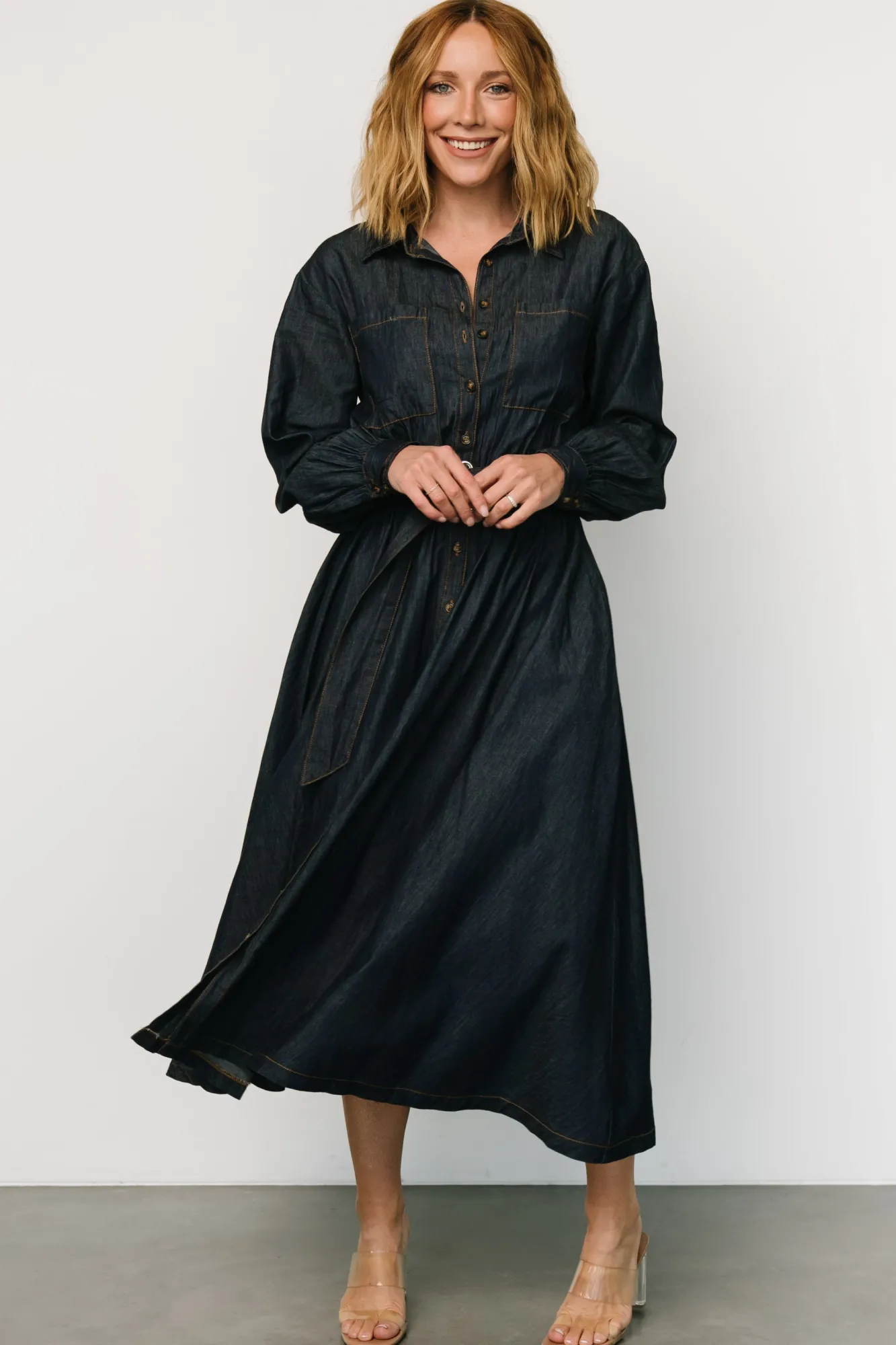 Baltic Born Hansel Long Sleeve Denim Dress | Dark Blue