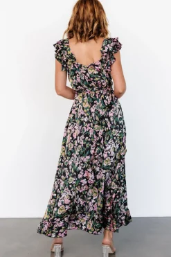 Baltic Born Harlow Satin Maxi Dress | Black Multi