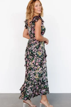 Baltic Born Harlow Satin Maxi Dress | Black Multi