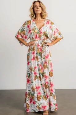 Baltic Born Harmonia Kimono Maxi Dress | White Multi Print