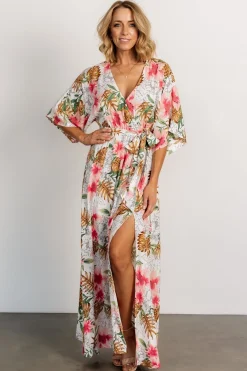 Baltic Born Harmonia Kimono Maxi Dress | White Multi Print