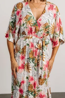 Baltic Born Harmonia Kimono Maxi Dress | White Multi Print
