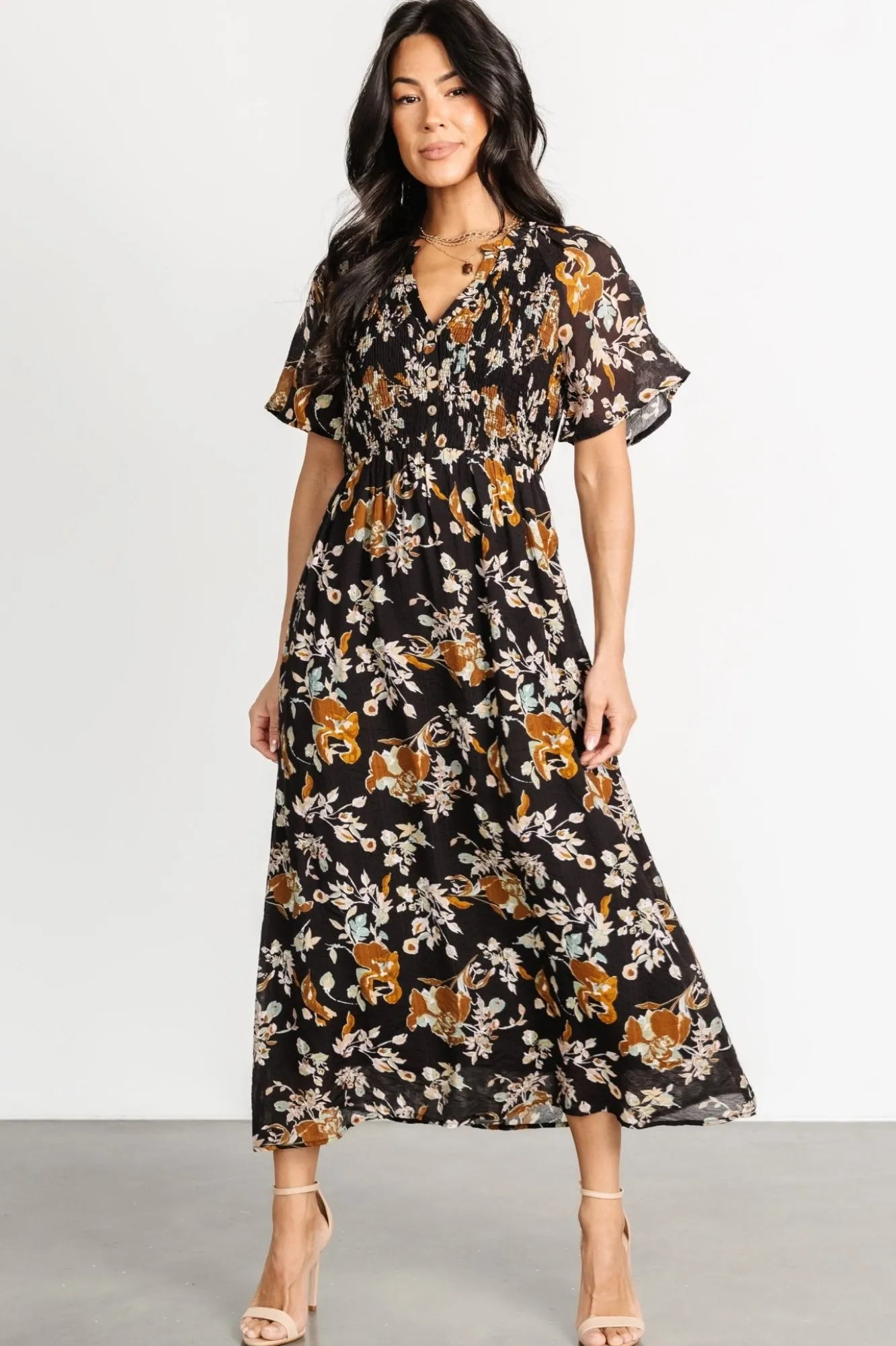 Baltic Born Hathaway Midi Dress | Black Floral