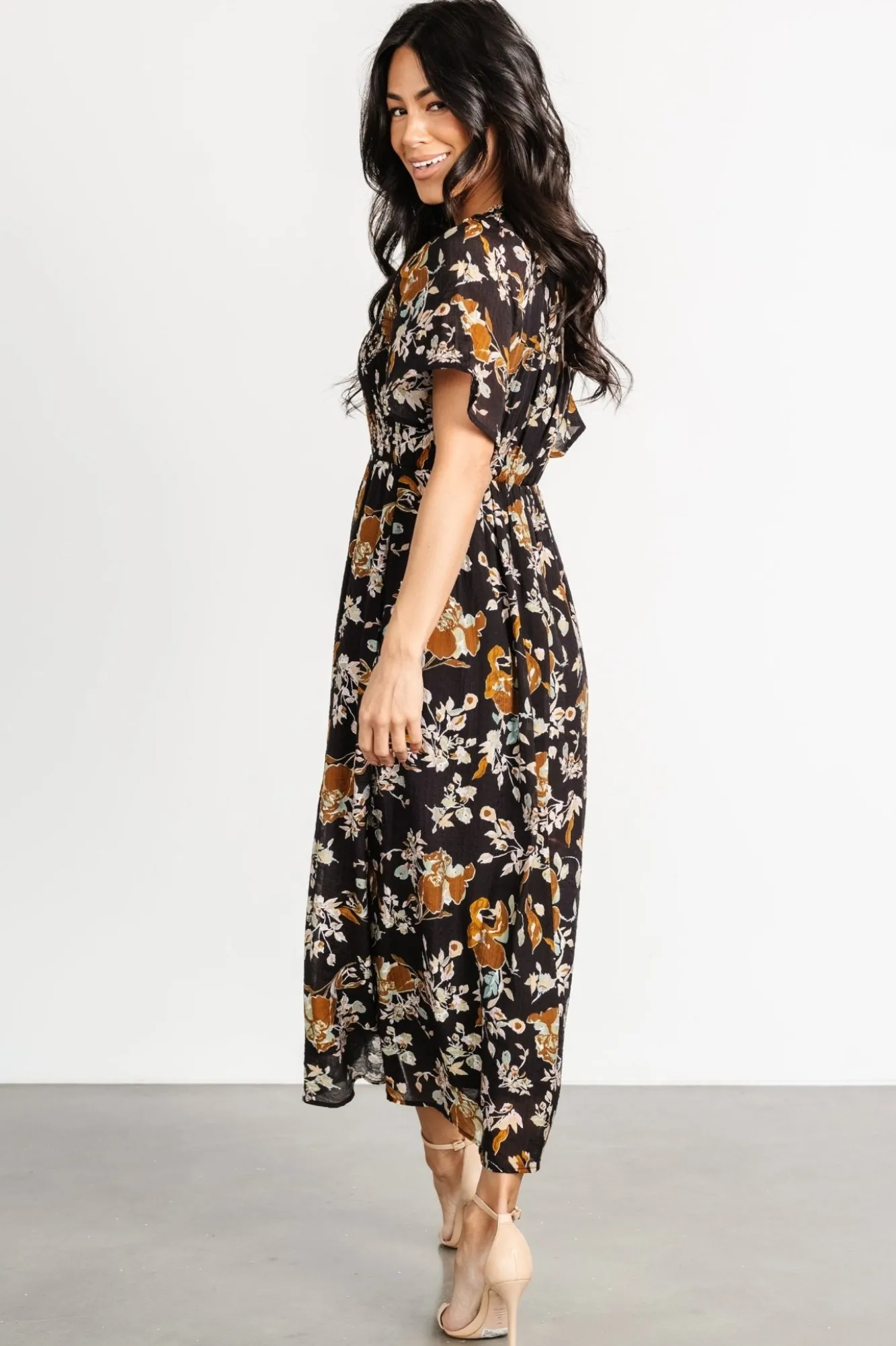 Baltic Born Hathaway Midi Dress | Black Floral