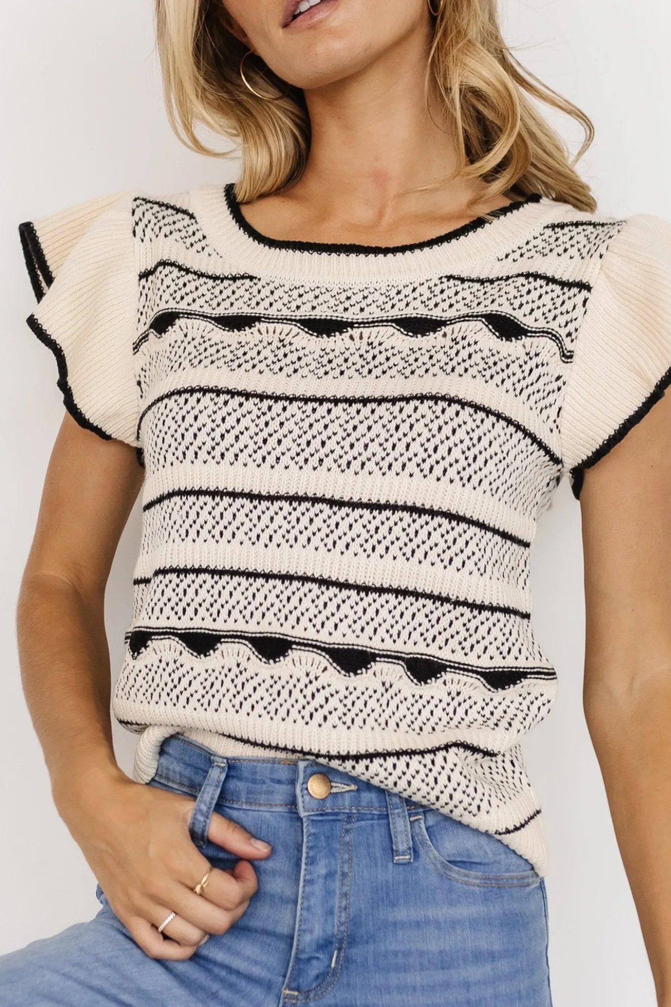 Baltic Born Herriman Knit Top | Cream + Black