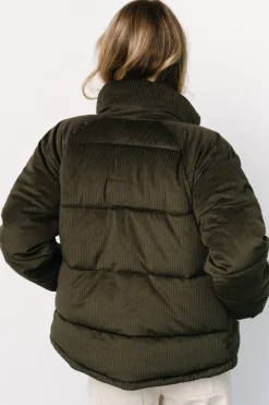Baltic Born Holden Corduroy Puffer Jacket | Olive Charcoal