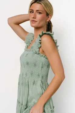 Baltic Born Holland Embroidered Dress | Light Sage