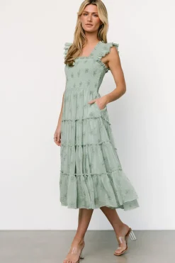 Baltic Born Holland Embroidered Dress | Light Sage