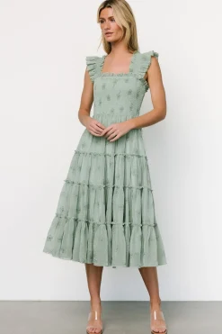 Baltic Born Holland Embroidered Dress | Light Sage