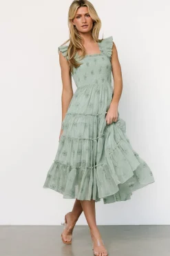 Baltic Born Holland Embroidered Dress | Light Sage