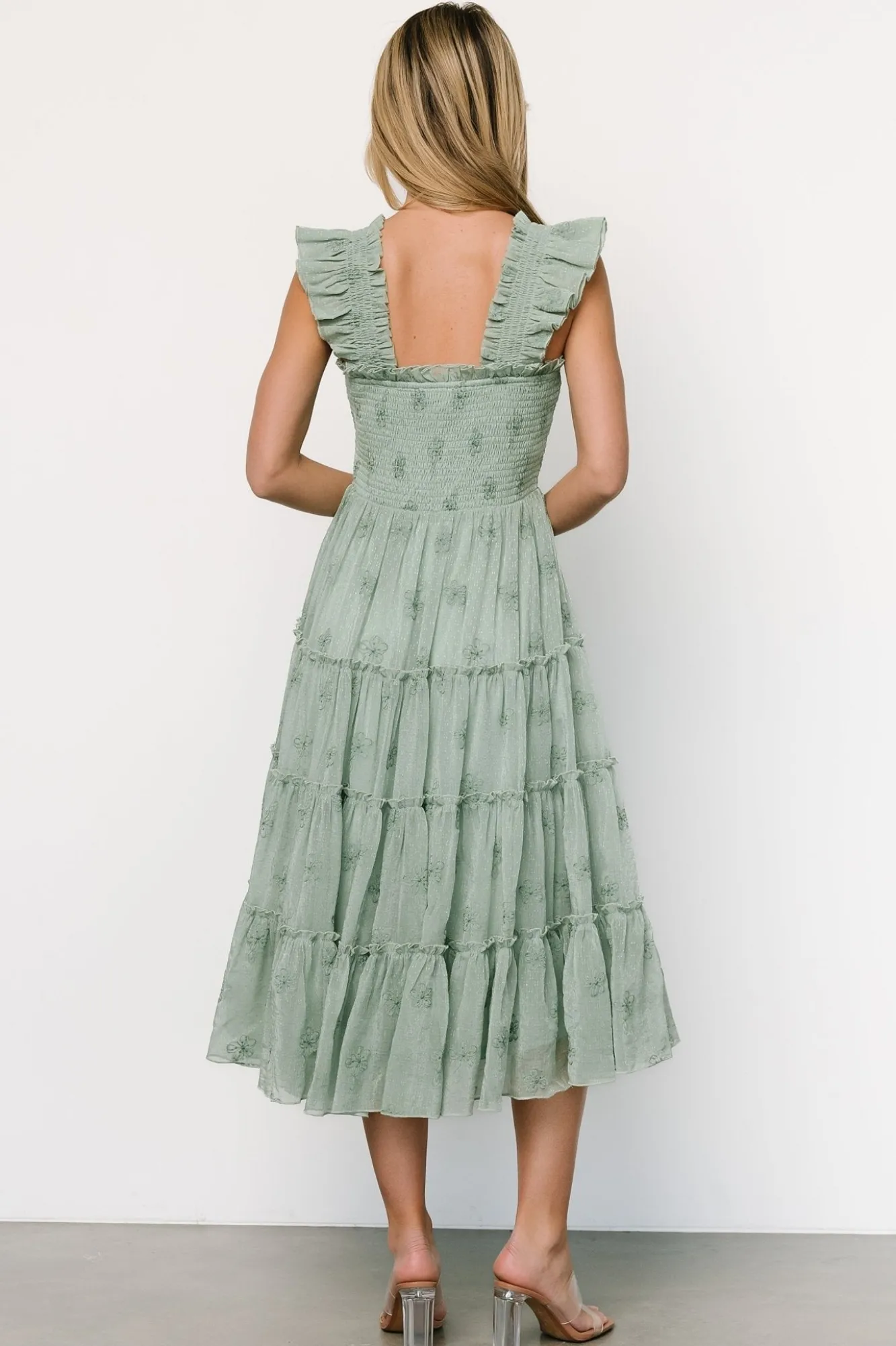 Baltic Born Holland Embroidered Dress | Light Sage