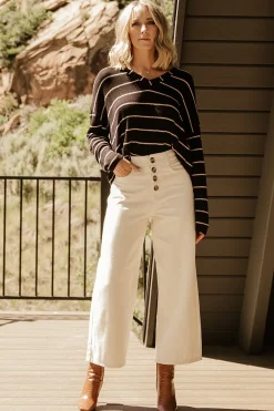Baltic Born Houston Relaxed Sweater Top | Black Stripe