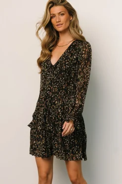 Baltic Born Huxley Tiered Short Dress | Black Multi Floral
