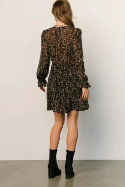 Baltic Born Huxley Tiered Short Dress | Black Multi Floral